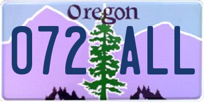 OR license plate 072ALL