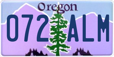 OR license plate 072ALM
