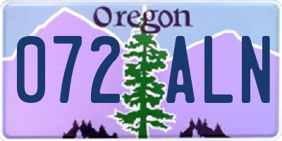 OR license plate 072ALN
