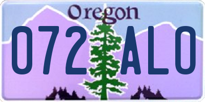 OR license plate 072ALO