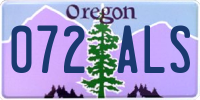 OR license plate 072ALS