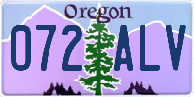 OR license plate 072ALV