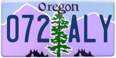 OR license plate 072ALY