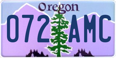 OR license plate 072AMC