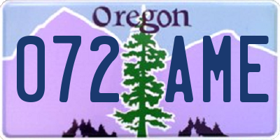 OR license plate 072AME