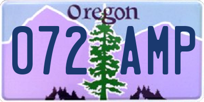 OR license plate 072AMP