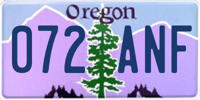 OR license plate 072ANF