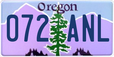 OR license plate 072ANL