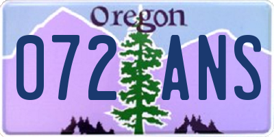 OR license plate 072ANS