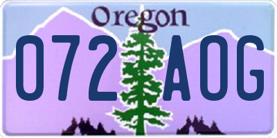 OR license plate 072AOG