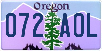 OR license plate 072AOL