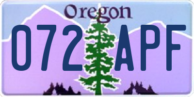 OR license plate 072APF