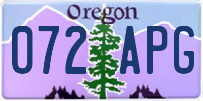 OR license plate 072APG