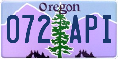 OR license plate 072API