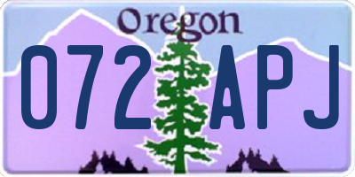 OR license plate 072APJ