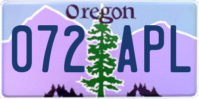 OR license plate 072APL