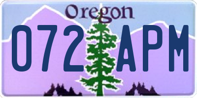 OR license plate 072APM
