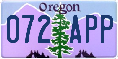 OR license plate 072APP