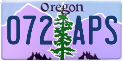 OR license plate 072APS