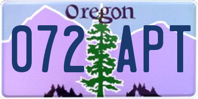 OR license plate 072APT