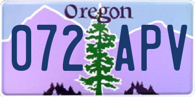 OR license plate 072APV