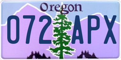 OR license plate 072APX