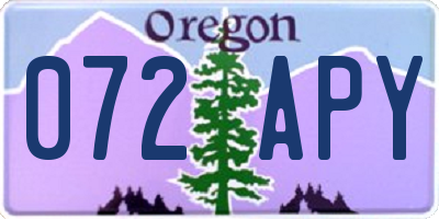 OR license plate 072APY