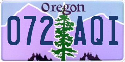 OR license plate 072AQI