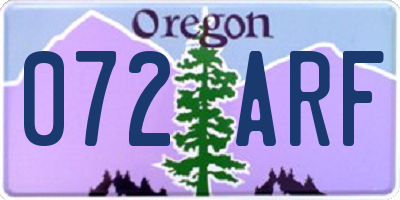 OR license plate 072ARF
