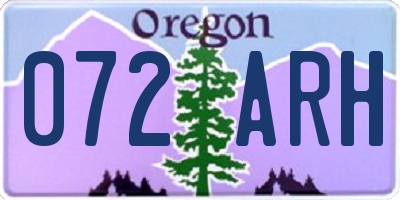 OR license plate 072ARH