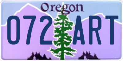 OR license plate 072ART