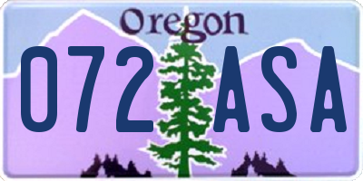 OR license plate 072ASA