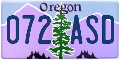 OR license plate 072ASD
