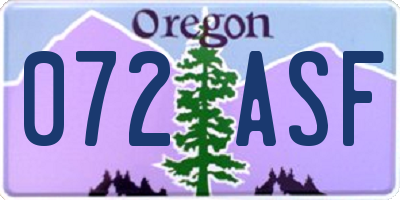 OR license plate 072ASF