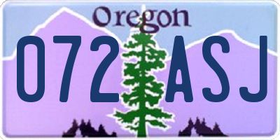 OR license plate 072ASJ
