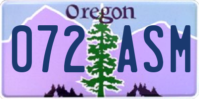 OR license plate 072ASM