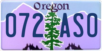OR license plate 072ASO