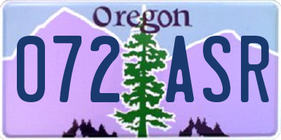 OR license plate 072ASR