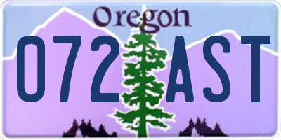 OR license plate 072AST
