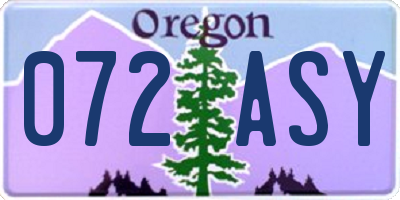 OR license plate 072ASY