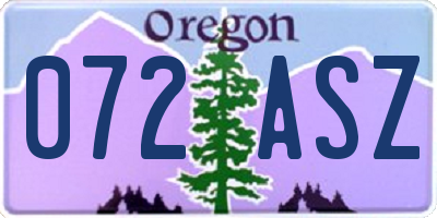 OR license plate 072ASZ
