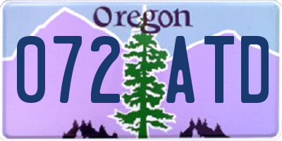 OR license plate 072ATD