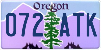 OR license plate 072ATK