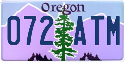 OR license plate 072ATM