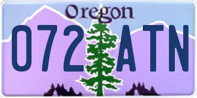 OR license plate 072ATN