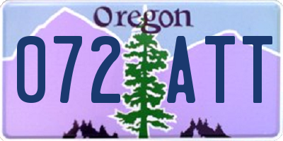 OR license plate 072ATT