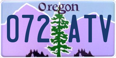 OR license plate 072ATV