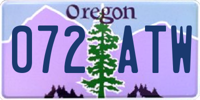OR license plate 072ATW