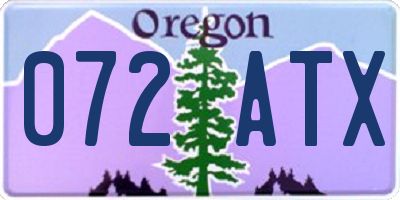 OR license plate 072ATX