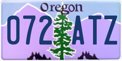 OR license plate 072ATZ